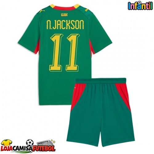 Camisa de Futebol Senegal Nicolas Jackson #11 Equipamento Secundário Infantil Mundo 2026 Manga Curta (+ Calças curtas)